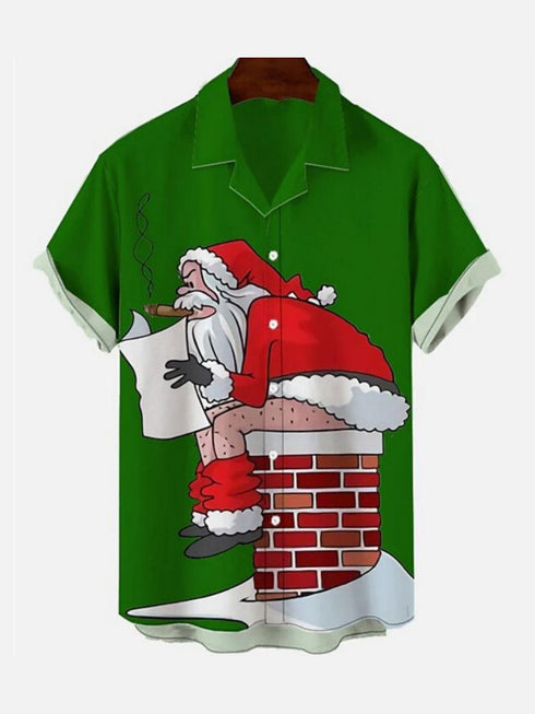 Men's Christmas Funny Graphic Short Sleeve Hawaiian Shirt